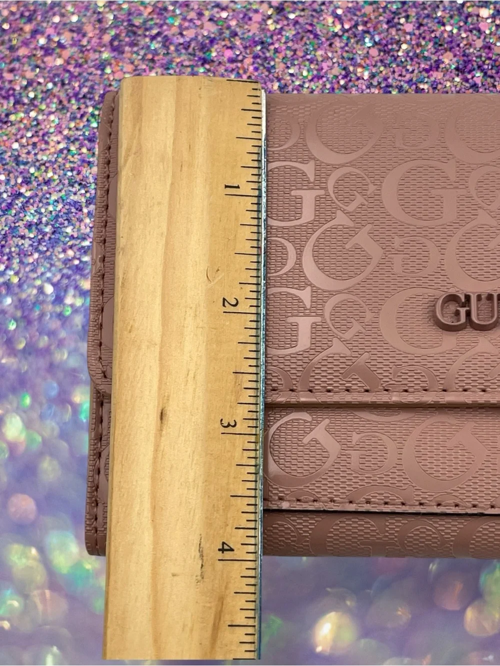 GUESS Bowie Debossed Logo Slim Clutch Wallet Dusty Pink Rose Petal